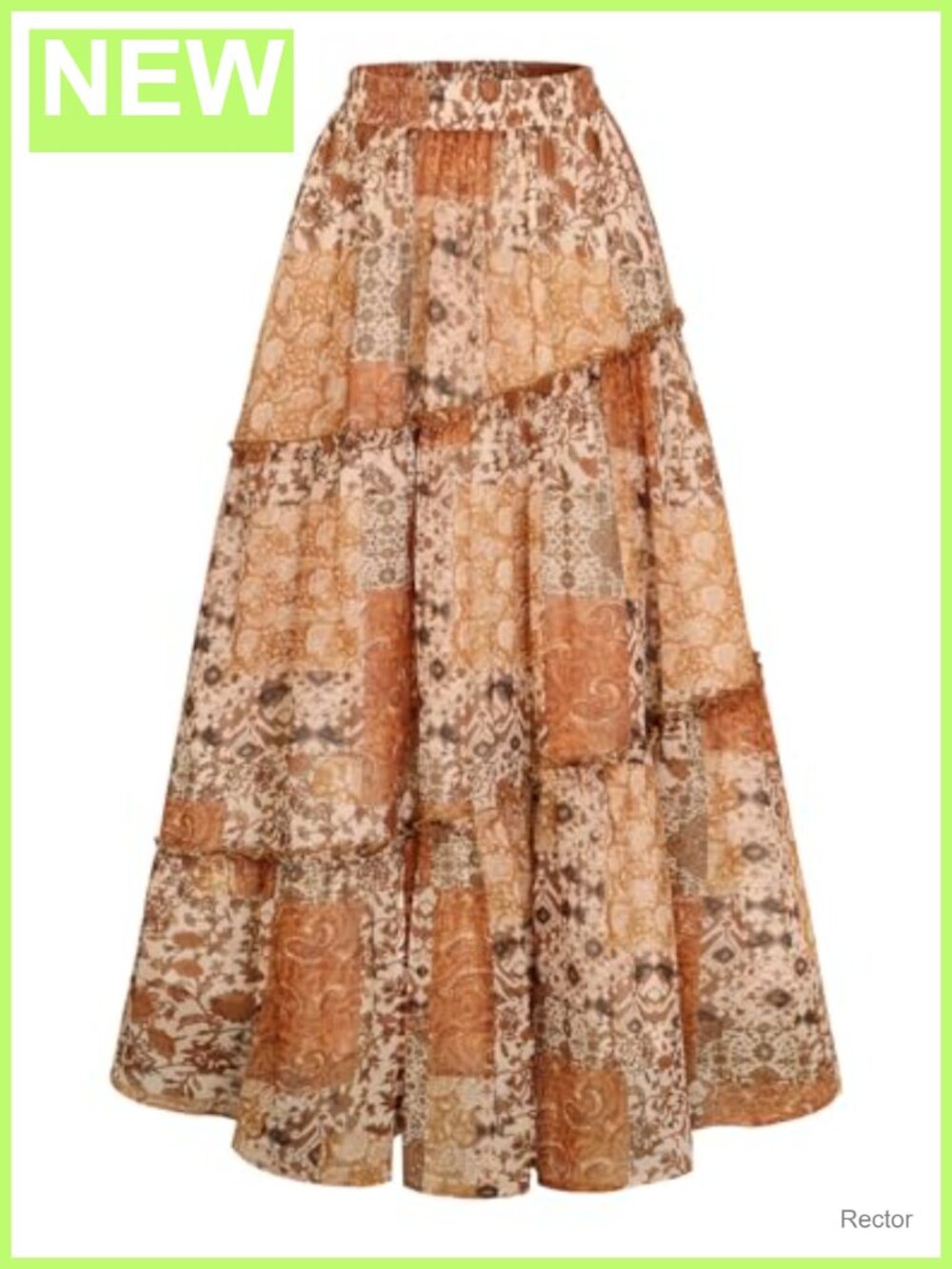 Tiered Chiffon Maxi Skirt with Pockets Boho Renaissance Patchwork